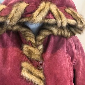 DENNIS BASSO Dusky Rose Long Line Suede Hooded Pea Coat w Pockets Sz MED NWOT